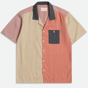 Far Afield camp collar colorblock shirt
